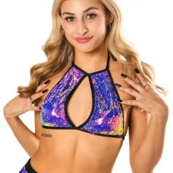 THE LUMi SHOP Sequin Halter Top - Amethyst