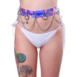 THE LUMi SHOP Violet Holographic Hoop Chain Belt