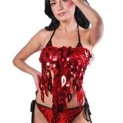 THE LUMI SHOP Sequin Wrap Skirt- Maroon