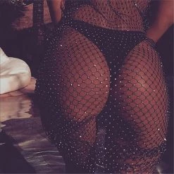 THE LUMi SHOP Dresses Body Jewelry - Crystal Black Fishnet Dress