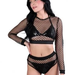 THE LUMI SHOP Fishnet Crop Set Sequin Sets