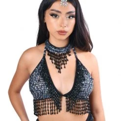THE LUMi SHOP Hand Stitched Sequin Bra Top- Disco Barbie HAND-STITCHED
