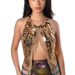 THE LUMi SHOP Sequin Sets Sunset Touch Tassel Top