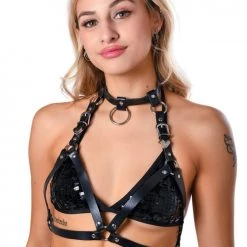 THE LUMI SHOP Black Vegan Leather Harness Set