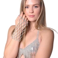 THE LUMi SHOP Silver Rhinestone Hand Glove