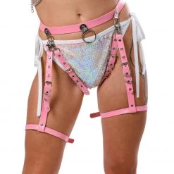 THE LUMI SHOP Miss Pink Vegan Leather Leg Harness HARNESSES & CHAINS