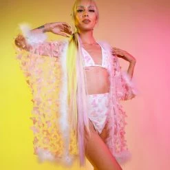 THE LUMI SHOP Fuzzy 3D Kimono- Pink Butterfly FUZZY 3D SETS