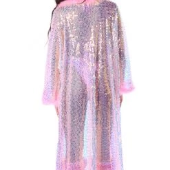 THE LUMI SHOP Fuzzy Long Sequin Kimono- Bubblegum SUMMER 2022