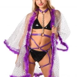 THE LUMI SHOP Fuzzy Sequin Kimono- Plum Signature Sequin Kimonos