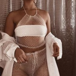 THE LUMi SHOP Sequin Sets Body Jewelry - Crystal Black Fishnet Set