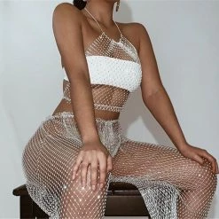 THE LUMi SHOP Sequin Sets Body Jewelry - Crystal Black Fishnet Set