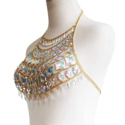THE LUMi SHOP Tops Iridescent Gem Body Jewelry Halter Top
