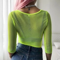 THE LUMi SHOP Tops Street-Neon Green/Pink Mesh Top
