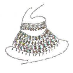 THE LUMi SHOP Tops Iridescent Gem Body Jewelry Halter Top