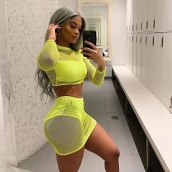 THE LUMi SHOP Sequin Sets Rave Bae Neon Green Set