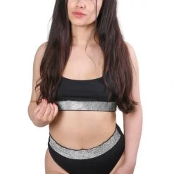 THE LUMI SHOP Black Rhinestone High Waisted Set