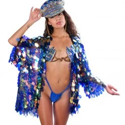 THE LUMi SHOP Disco Sequin Kimono- Peacock