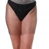 THE LUMI SHOP Fishnet Mini Skirt- Black Rhinestone