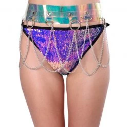THE LUMi SHOP Holographic Hoop Chain Belt Belts