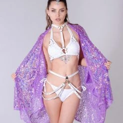 THE LUMi SHOP Disco Sequin Kimono - Purple Holographic