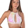 THE LUMi SHOP Sequin Tops Sequin Halter Top - Iridescent Pink