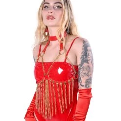 THE LUMI SHOP Tops Empress Red/Gold Harness Chain Top
