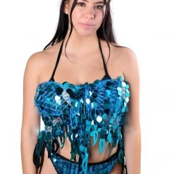 THE LUMi SHOP Aqua Sequin Wrap Skirt SPRING 2022