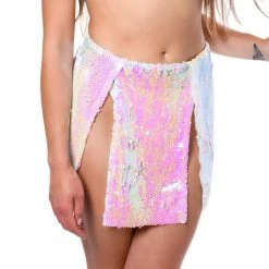 THE LUMi SHOP Iridescent Pink Open Front Sequin Skirt Sequin Skirts