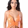 THE LUMI SHOP Citrus Butterfly Sequin Top