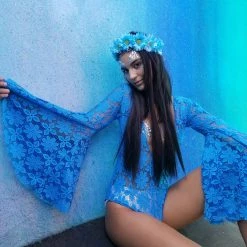 THE LUMi SHOP Blue Daisy Lace Bodysuit