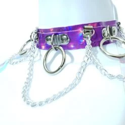 THE LUMi SHOP JEWELRY Hoop Chain Chocker In Violet Hologram