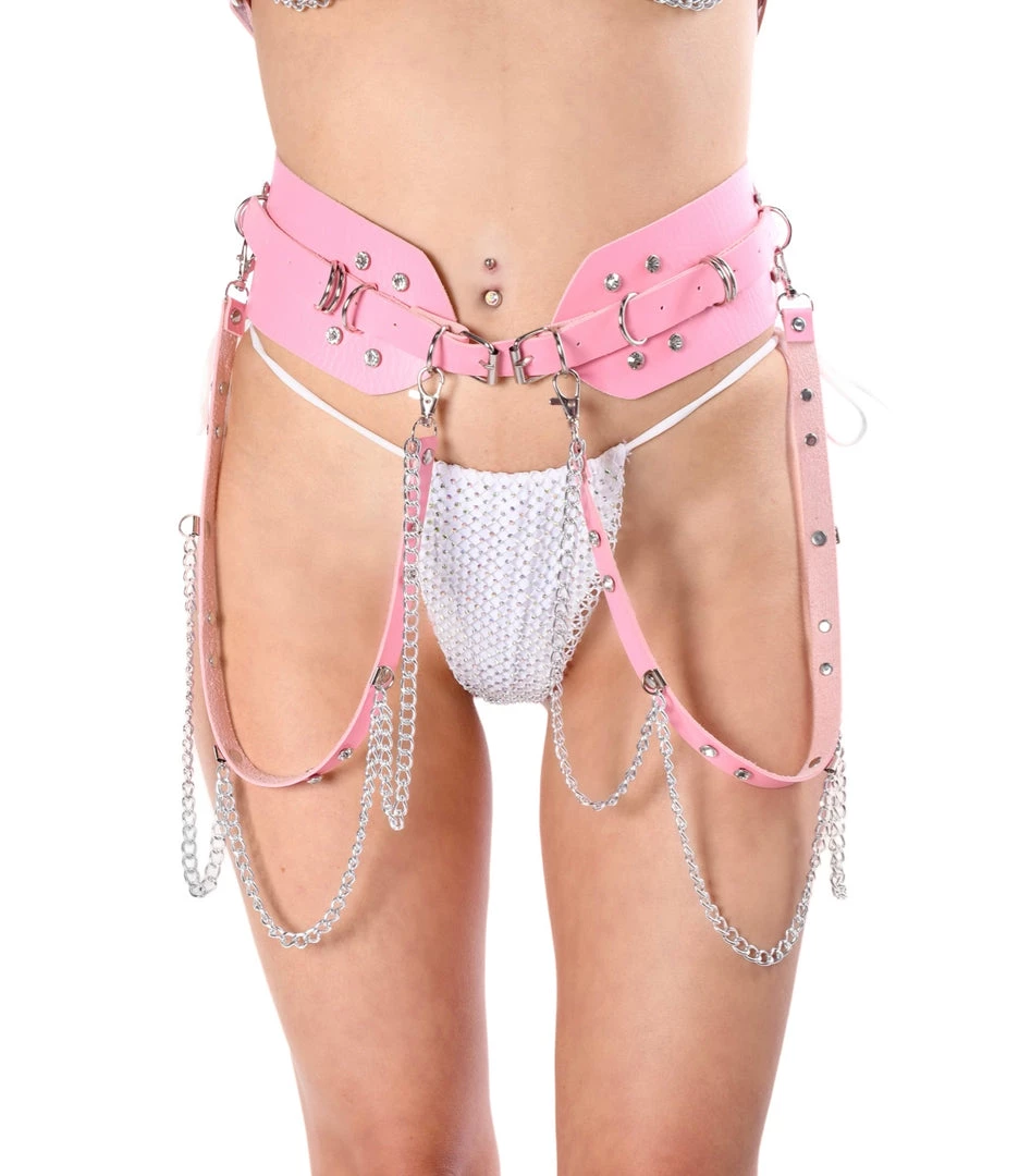 THE LUMI SHOP Baby Pink Chain Harness Belt HARNESSES & CHAINS 3 THE LUMI SHOP Baby Pink Chain Harness Belt HARNESSES & CHAINS