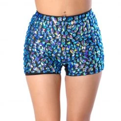 THE LUMI SHOP SUMMER 2022 Hand Stitched Sequin Shorts- Blue Sapphire