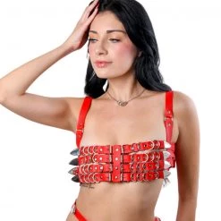 THE LUMI SHOP Cherry Bomb Vegan Leather Harness Top Tops