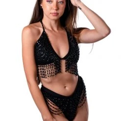 THE LUMi SHOP HAND-STITCHED Hand Stitched Cheeky Sequin Set - Midnight