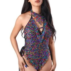 THE LUMi SHOP Hand Stitched Sequin Bodysuit- Lucky Charms HAND-STITCHED