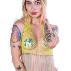 THE LUMI SHOP Lime Green Fishnet Top