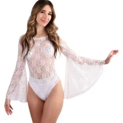THE LUMI SHOP SPRING 2022 Bell Sleeve Bodysuit- White Lace
