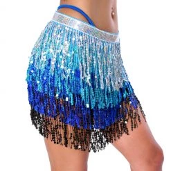 THE LUMI SHOP Holographic Sequin Skirt- Ice Blue