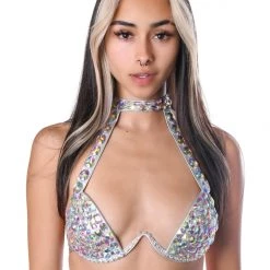 THE LUMI SHOP CARNIVAL BRAS & SETS Disco Silver Carnival Bra Top