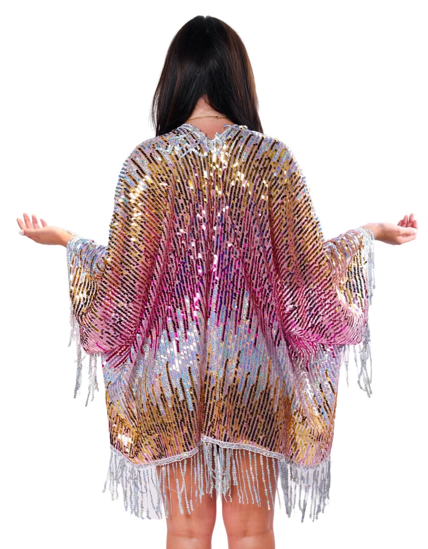 THE LUMI SHOP Sequin Tassel Kimono- Pink Glitter Signature Sequin Kimonos 5 THE LUMI SHOP Sequin Tassel Kimono- Pink Glitter Signature Sequin Kimonos