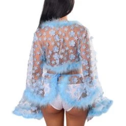 THE LUMI SHOP FULL OUTFIT - Blue Fuzzy 3D Floral Set W/ Hair Gem SPRING 2022