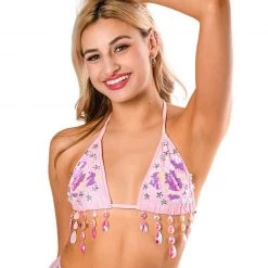 THE LUMi SHOP Hand Stitched Sequin Top- Pink Butterfly Dream HAND-STITCHED