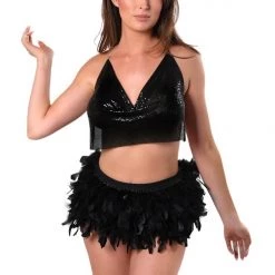 THE LUMI SHOP SPRING 2022 Feather Mini Skirt- Black