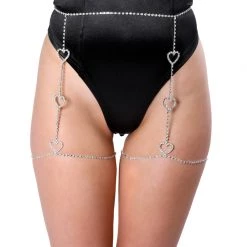 THE LUMI SHOP Rhinestone Heart Leg Harness HARNESSES & CHAINS