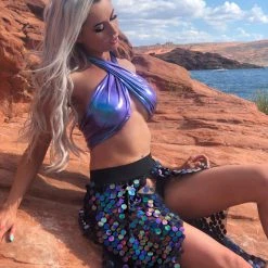 THE LUMi SHOP Sequin Skirts Dark Ocean Tapered Sequin Skirt