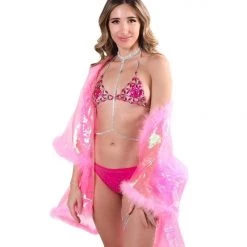 THE LUMI SHOP Fuzzy Kimono- Barbie Pink Iridescent