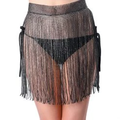 THE LUMI SHOP Black Sapphire Rhinestone Skirt