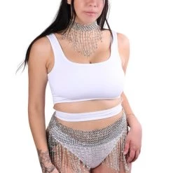 THE LUMI SHOP Skirts Silver Beaded Tassel Skirt