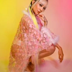 THE LUMI SHOP Fuzzy 3D Kimono- Pink Butterfly FUZZY 3D SETS